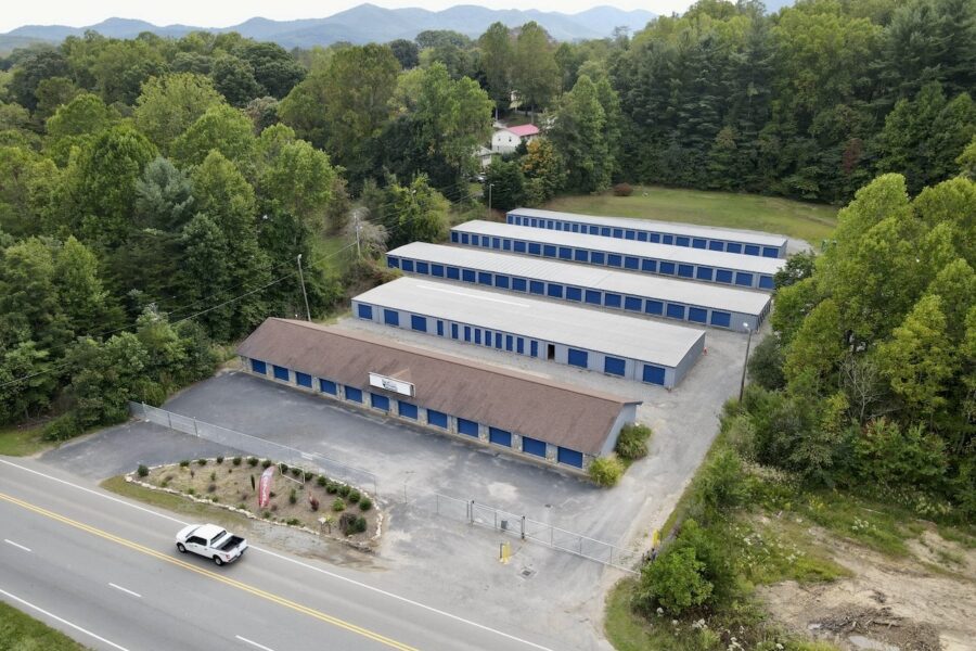 Birds eye view of storage facility